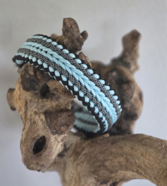 Paracord halsband pastel blauw/zwart maat M