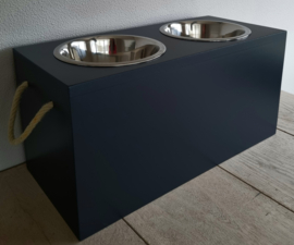 Houten honden voerbak Mailo dubbel maat L