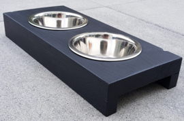 Houten honden / katten voerbak Minoes  zwart