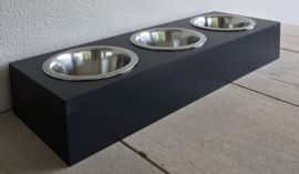 Houten voerbak Mailo dubbel maat S 3 bakjes