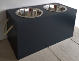 Houten honden voerbak Mailo dubbel maat L