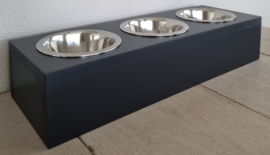 Houten voerbak Mailo dubbel maat S 3 bakjes