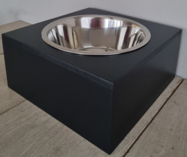 Houten honden voerbak Mailo enkel XL 14 cm hoog