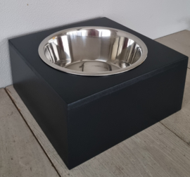 Houten honden voerbak Mailo enkel XL 14 cm hoog