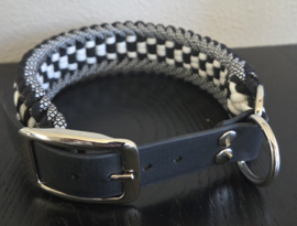 Paracord halsband zwart/witte maat L