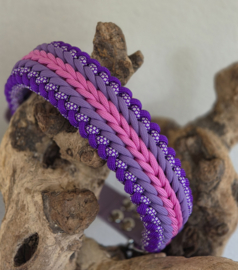 Paracord halsband roze/paars maat L