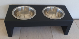 Houten honden voerbak Beau maat M zwart 15 cm