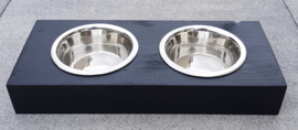 Houten honden / katten voerbak Minoes  zwart