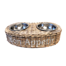 Rotan dubbele voerbak bon appetit