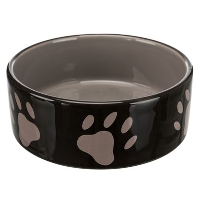 Voer/drinkbak pootafdruk zwart 16 cm