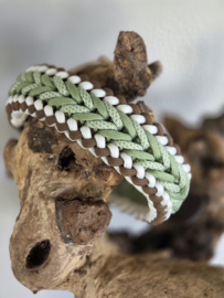 Paracord halsband groen bruin maat M