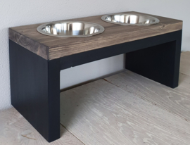 Houten honden voerbak Beau maat M Ebben 20 cm