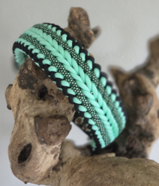 Paracord halsband mint/zwart maat L
