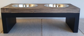 Houten honden voerbak Beau maat M Ebben 15 cm