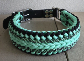 Paracord halsband mint/zwart maat L