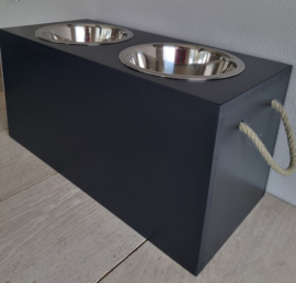 Houten honden voerbak Mailo dubbel maat L
