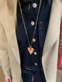 LANGE SCHAKEL KETTING HART - GOUD