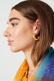 KLEINE CHUNKY RONDE HOOPS - GOUD