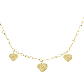 KETTING DRIE HARTJES - GOUD