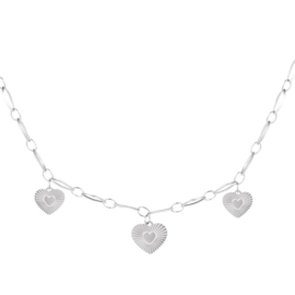 KETTING DRIE HARTJES - ZILVER