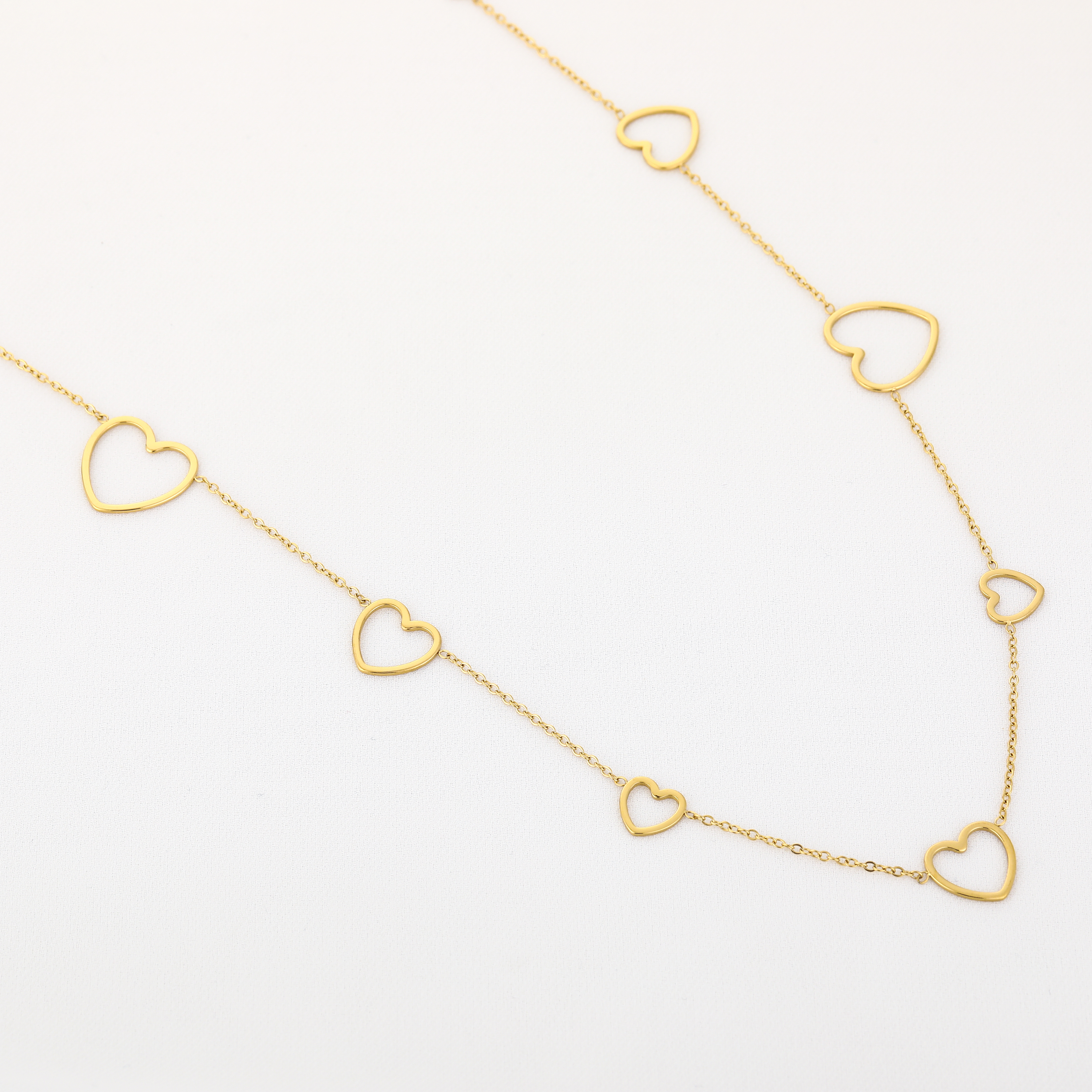 KETTING LANG HARTJES - GOUD