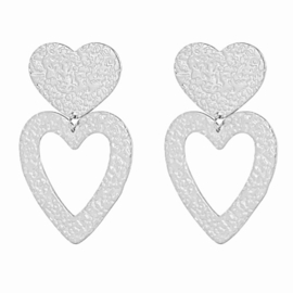 OORBELLEN LOVELY HART - ZILVER
