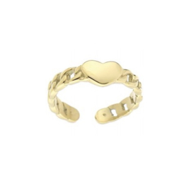 RING CHAINED HEART - GOUD