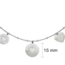KETTING HEART COINS - ZILVER