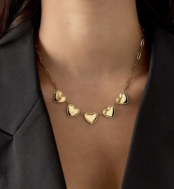 HEART STUDS KETTING - GOUD