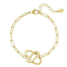 ARMBAND LINKED HEARTS - GOUD