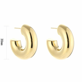 KLEINE CHUNKY RONDE HOOPS - GOUD