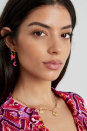 OORBELLEN PINK HEART - GOUD