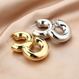 KLEINE CHUNKY RONDE HOOPS - GOUD