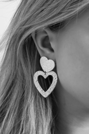 OORBELLEN LOVELY HART - ZILVER