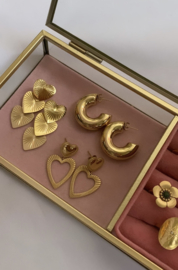 OORBELLEN DRIE HARTEN - GOUD
