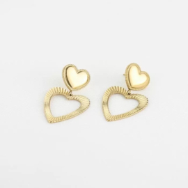 OORBELLEN CUTE HEARTS - GOUD
