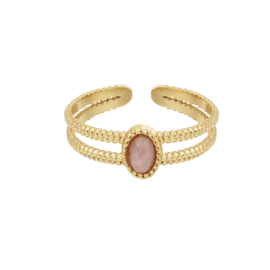 RING PINK STONE- GOUD