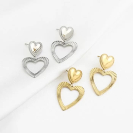 OORBELLEN CUTE HEARTS - GOUD