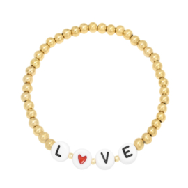 ARMBAND BEADED LOVE - GOUD