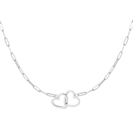 KETTING LINKED HEARTS - ZILVER