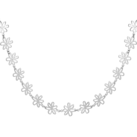 BLOEMEN KETTING - ZILVER