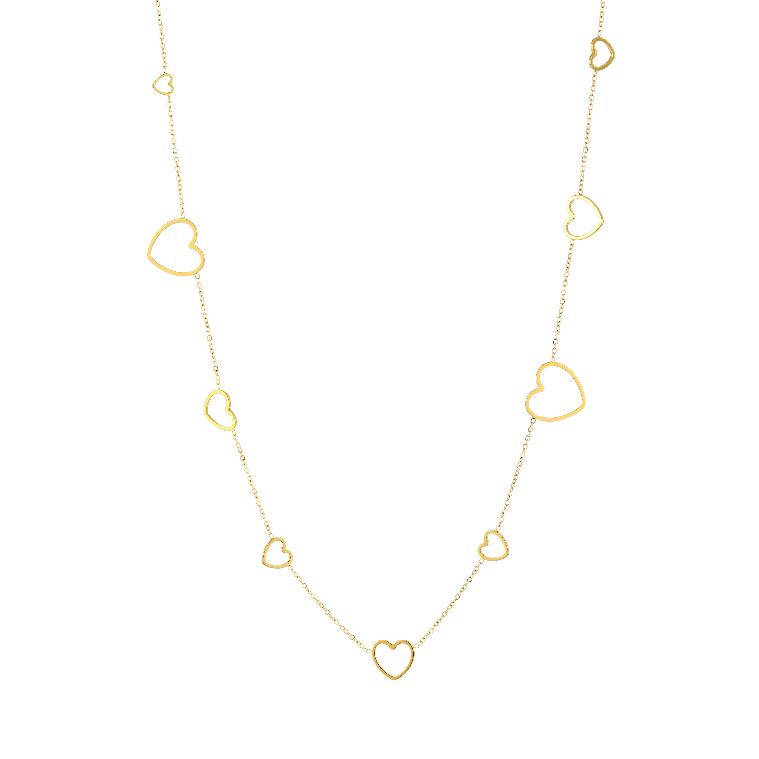 KETTING LANG HARTJES - GOUD