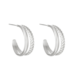 OORBELLEN DOUBLE HOOPS - ZILVER