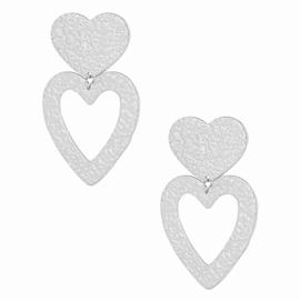 OORBELLEN LOVELY HART - ZILVER