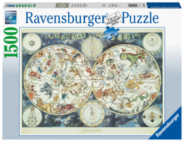 Ravensburger - Wereldkaart met Fantastierijke Dieren - 1500 stukjes