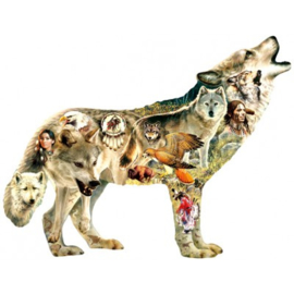 SunsOut 96049 -  Native American Wolf - 750 stukjes  Vormpuzzel