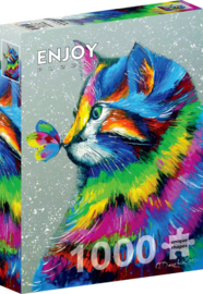 Enjoy 1781 - Bright Cat and Butterfly - 1000 stukjes