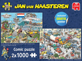 Jan van Haasteren - Verkeerschaos & Ter Land Ter Zee en in de Lucht - 2x1000 stukjes  (
