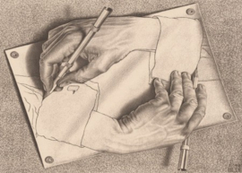 Puzzelman M.C. Escher - Drawing Hands - 1000 stukjes