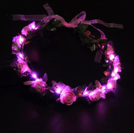 Haarband met (led) lichtjes (Rose)